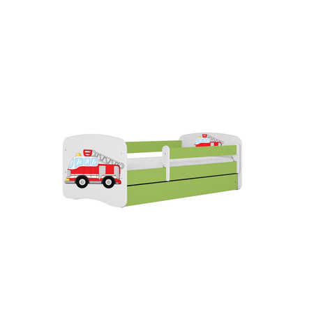 Dětská postel bez úložného prostoru Babydream 70x140 cm - auto Bílá + zelená Pěnová matrace