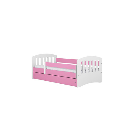 Dětská postel s úložným prostorem Classic 80x180 cm Bílá + růžová Pěnová matrace