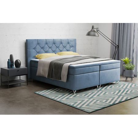 Čalouněná postel Boston 200x200 cm Tmavě modrá