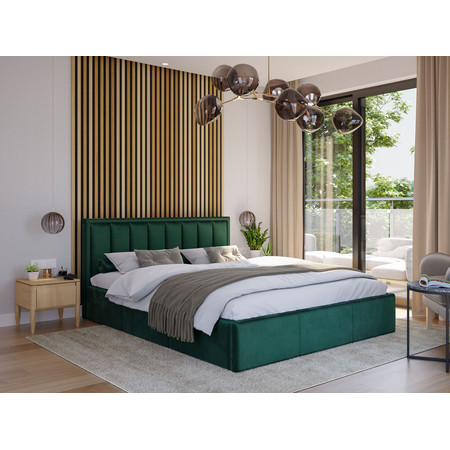 Čalouněná postel MOON rozměr 180x200 cm Tmavě zelená