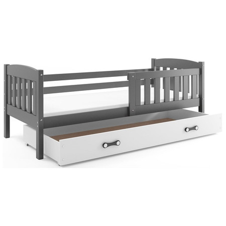 Dětská postel KUBUS s úložným prostorem 90x200 cm - grafit Bílá
