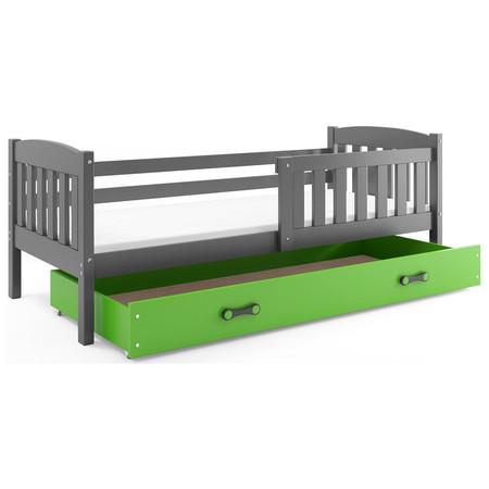 Dětská postel KUBUS s úložným prostorem 80x190 cm - grafit Zelená