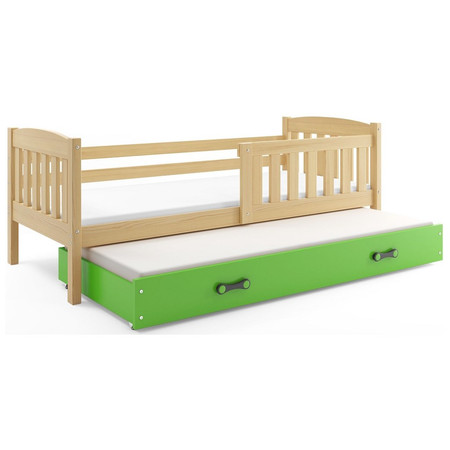 Dětská postel KUBUS s výsuvnou postelí 90x200 cm - borovice Zelená