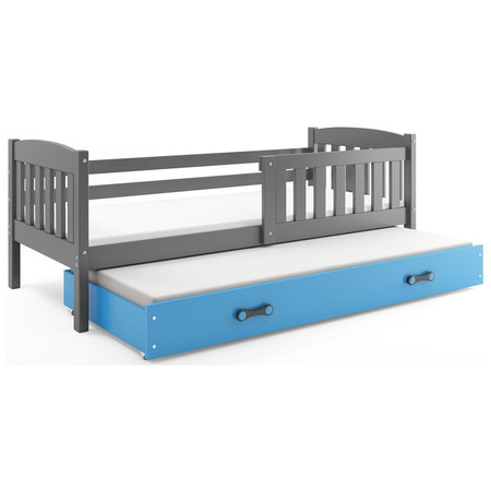 Dětská postel KUBUS s výsuvnou postelí 90x200 cm - grafit Modrá