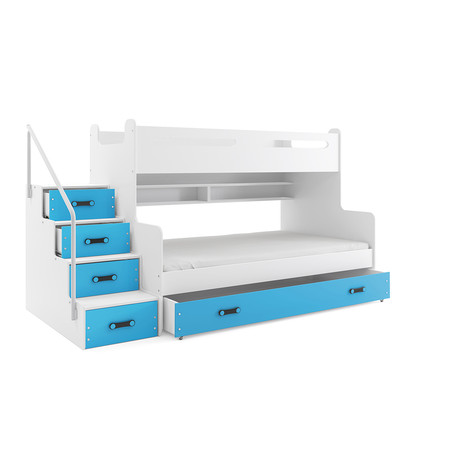 Dětská patrová postel MAX III s úložným prostorem 80x200 cm - bílá Modrá