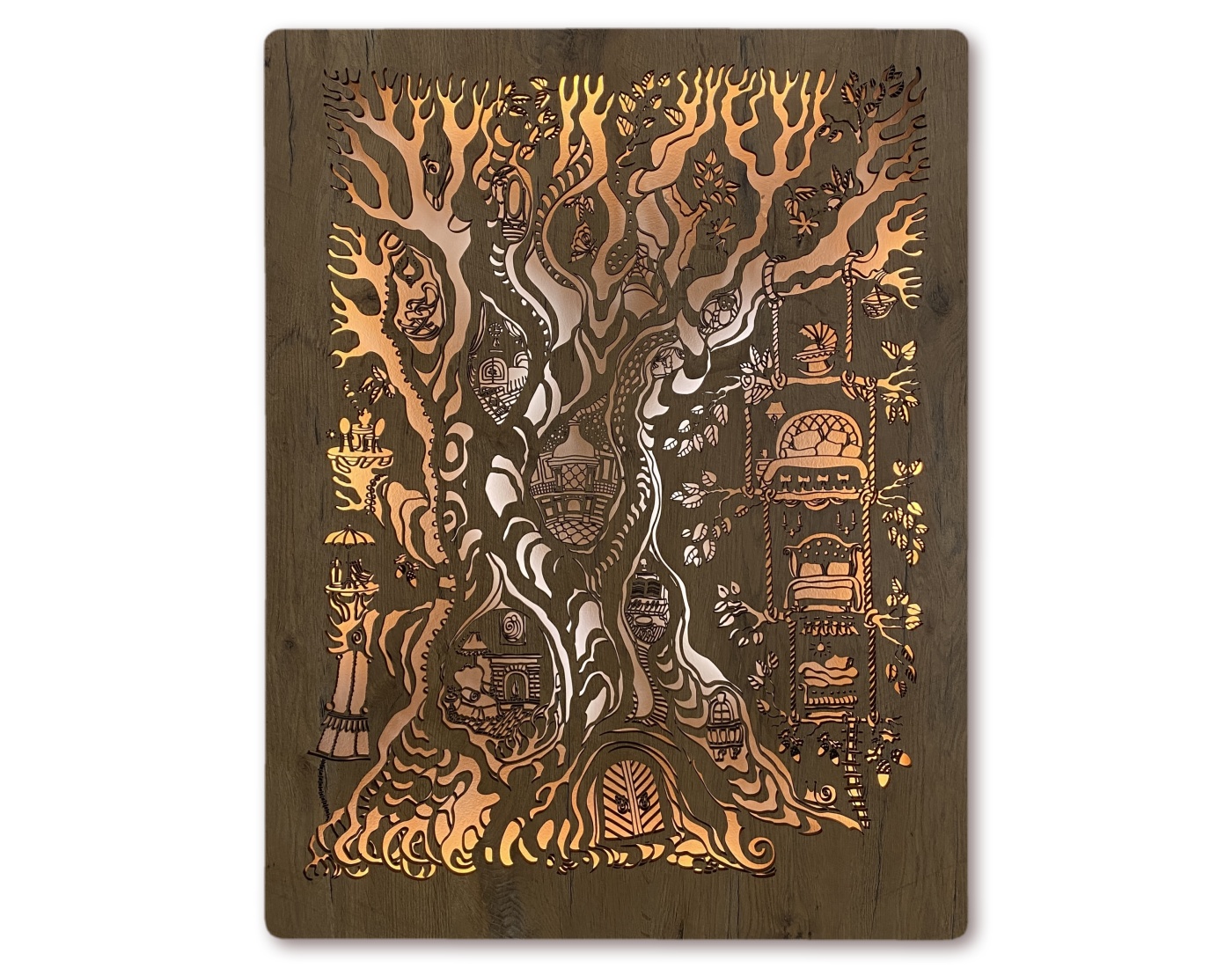 Li-Go "Pohádkový strom" světelný obraz 72x93cm provedení povrchu: dub B