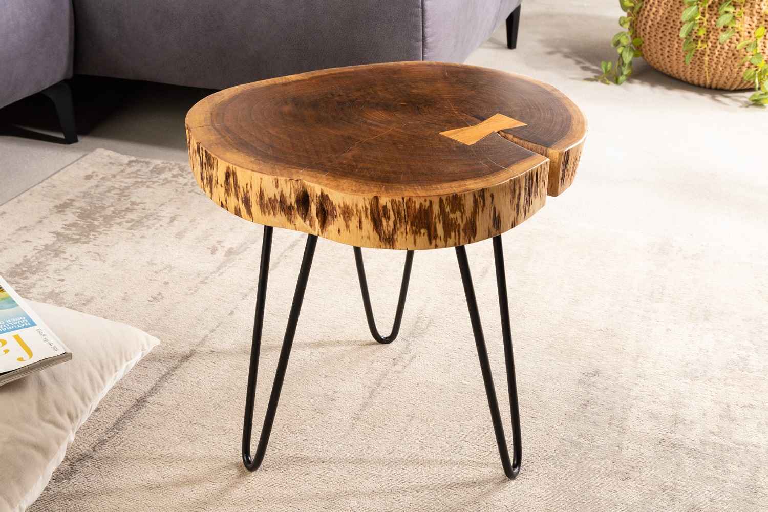 LuxD Designový odkládací stolek Island 40 cm hnědá akácie