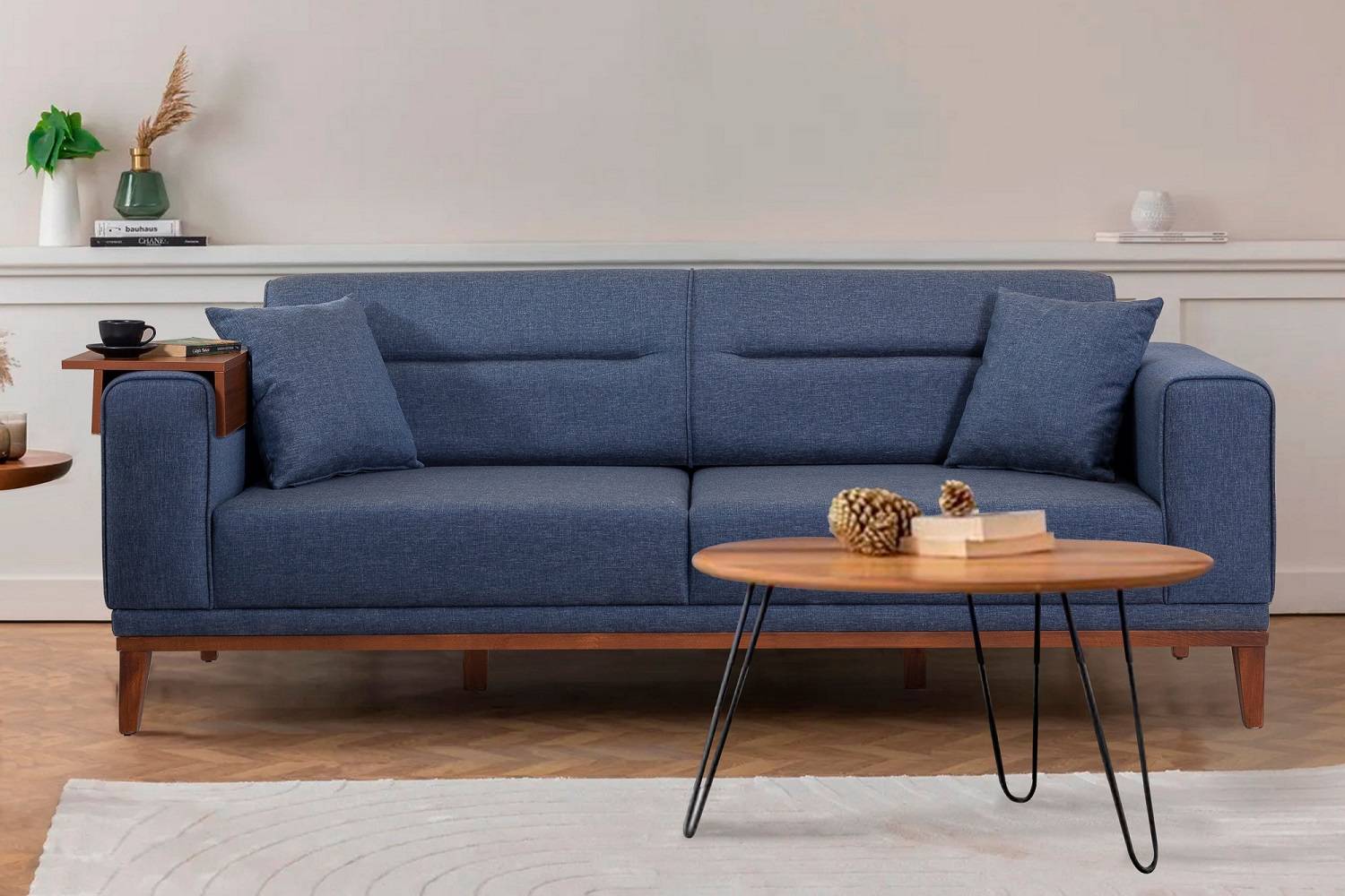 Sofahouse Designová 3-místná sedačka Malisha 223 cm tmavě modrá
