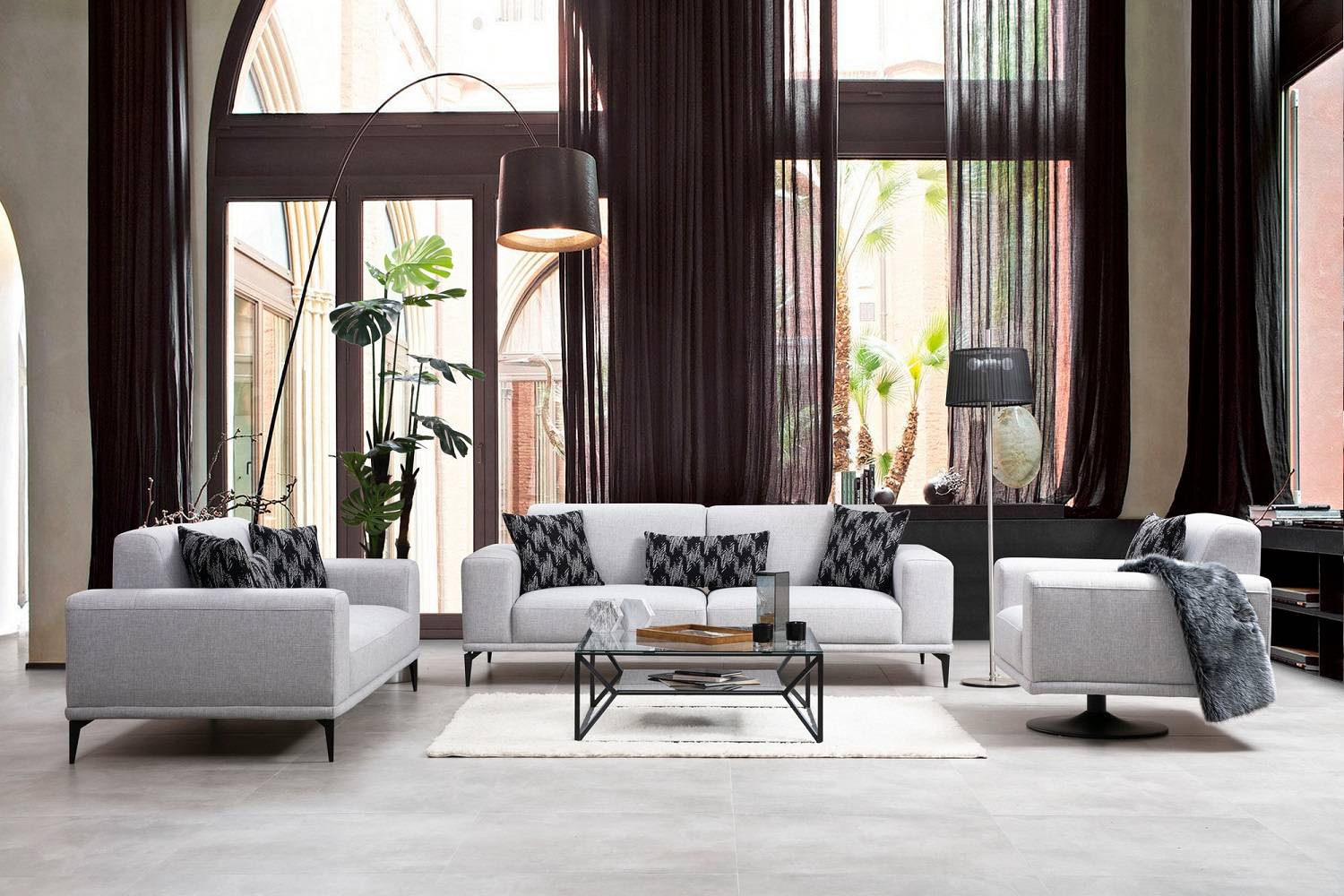 Sofahouse Designová 3-místná sedačka Olliana 230 cm šedá