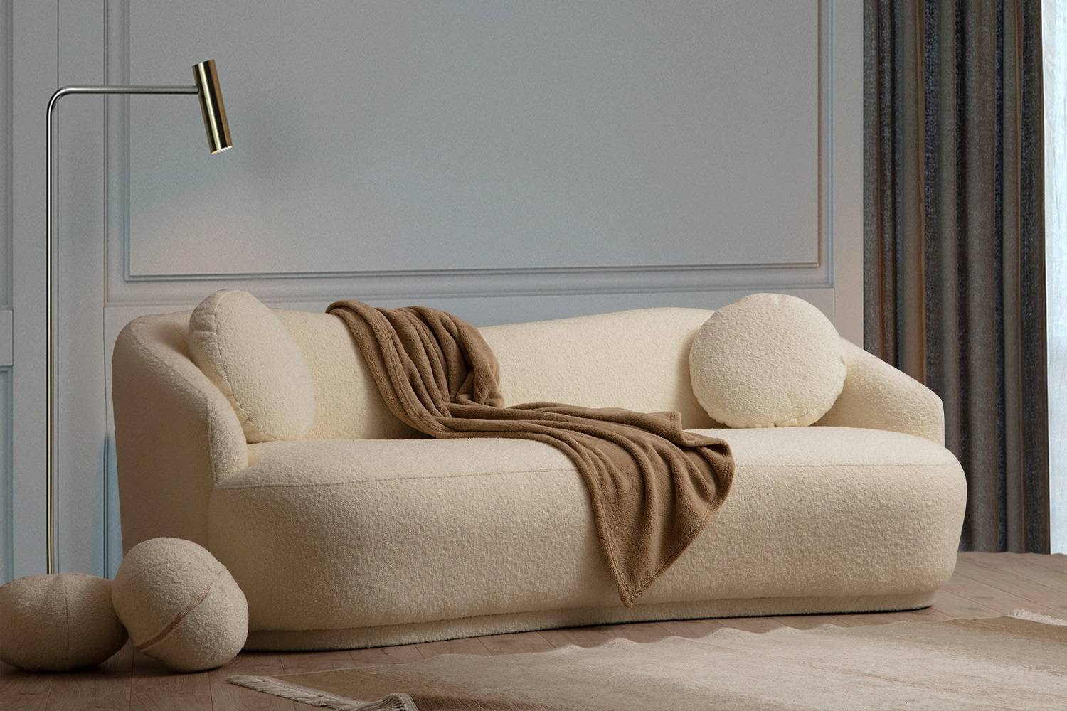 Sofahouse Designová 3-místná sedačka Tanicia 225 cm krémová
