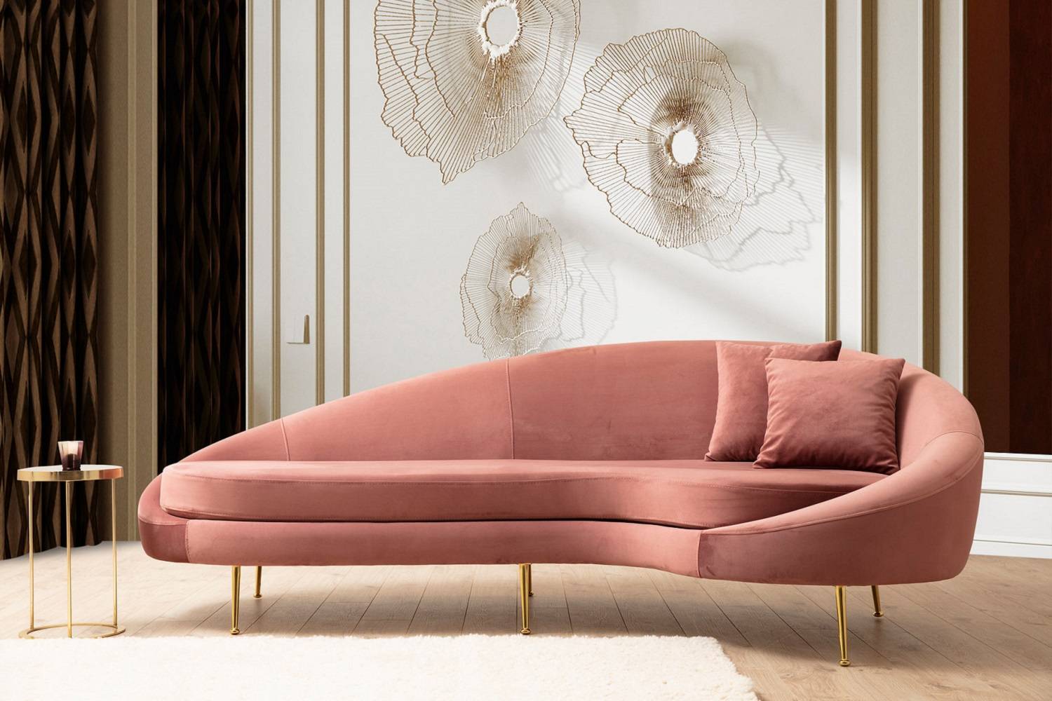 Sofahouse Designová 3-místná sedačka Zeena 255 cm růžová - pravá