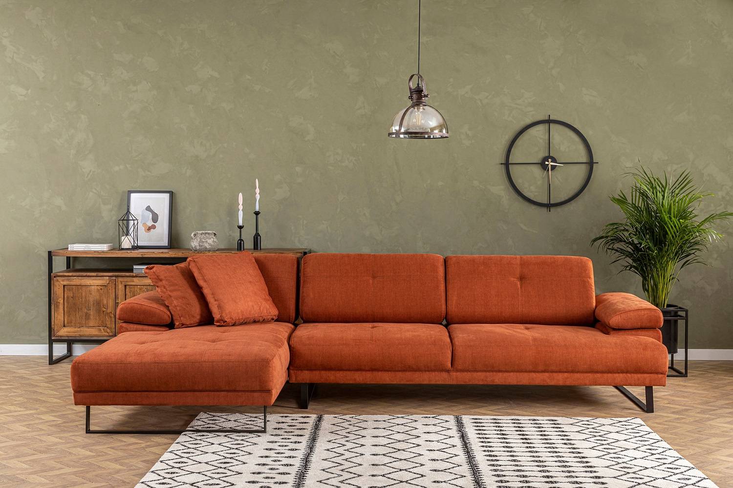 Sofahouse Designová rohová sedačka Vatusia 314 cm oranžová - levá