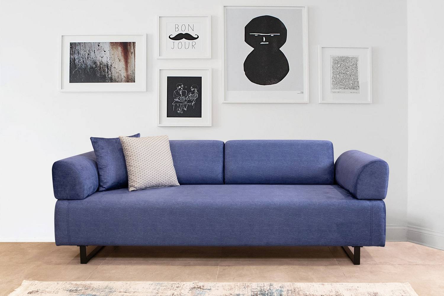 Sofahouse Designová rozkládací sedačka Vinaya 220 cm modrá