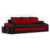 Velká rozkládací pohovka s taburety HEWLET Černá/červená