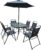 Chomik Chomik Zahradní sestava se slunečníkem Piere, hranatý stůl + 6 židlí, černá