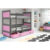 Dětská patrová postel s výsuvnou postelí RICO 190×80 cm Růžová Šedá